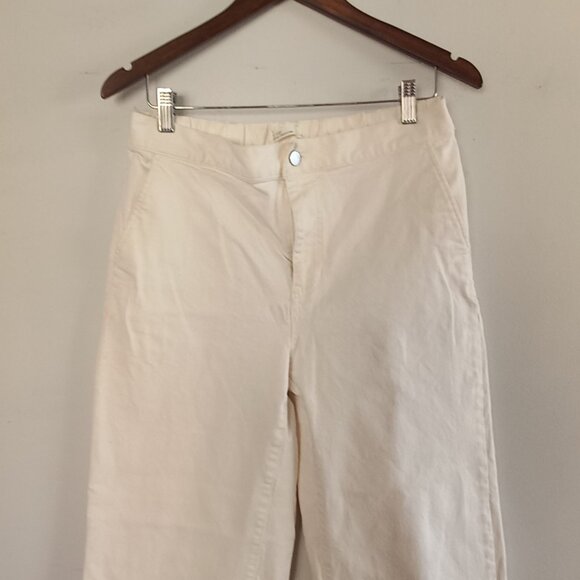 OAK + FORT  white stretch denim wide leg pants - Picture 2 of 10